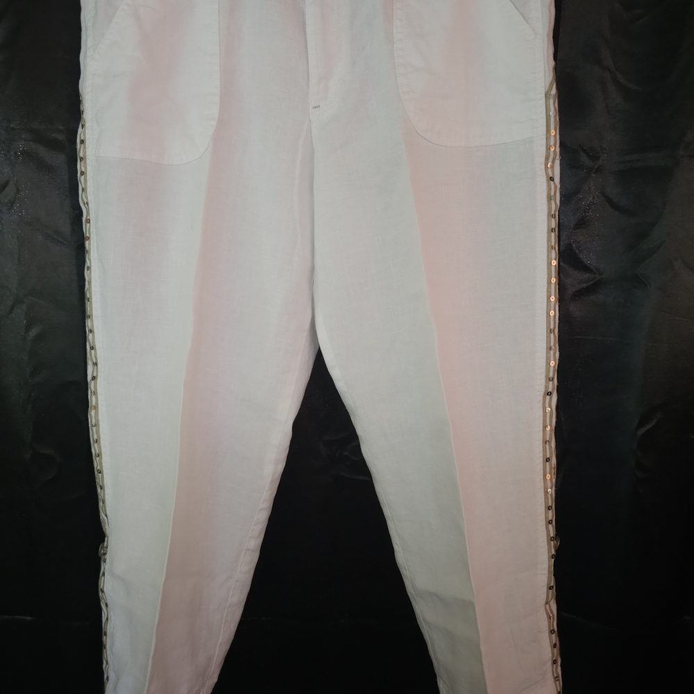INC Pants Roll Tab Hem Beach Resortwear Boho Crop Pants Sz 12